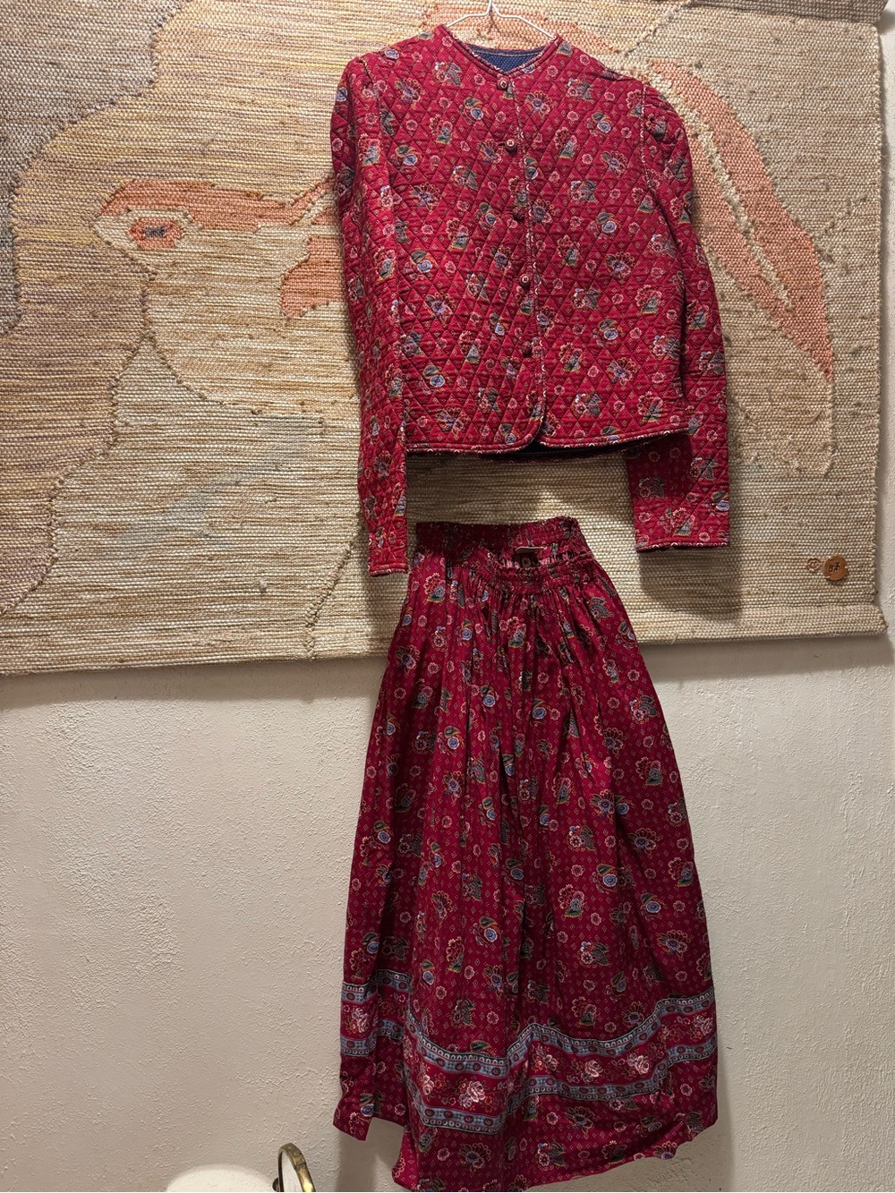 Vera Bradley Red Floral Printed Maxi Skirt quilted top
